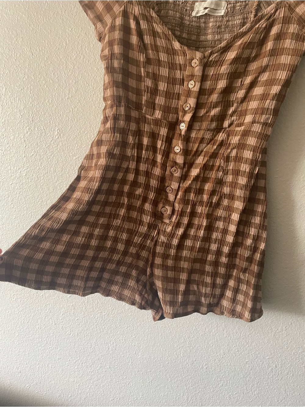 Brown gingham romper - Picture 4 of 7